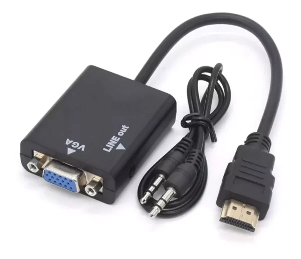 Cabo Conversor HDMI para VGA Pc Xbox Monitor com Saída de Áudio