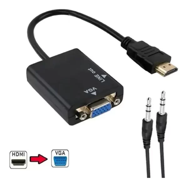 Cabo Conversor HDMI para VGA Pc Xbox Monitor com Saída de Áudio - Image 4
