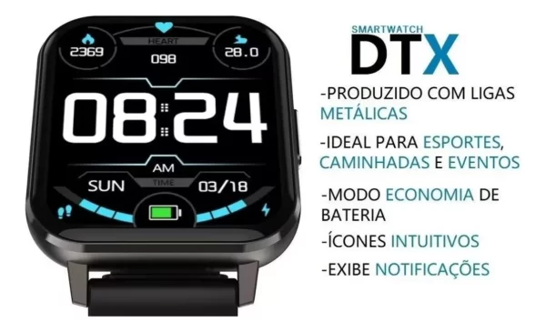 Relógio Smartwatch DTX HD Tela 1.78 Frequência Cardíaca - Image 6